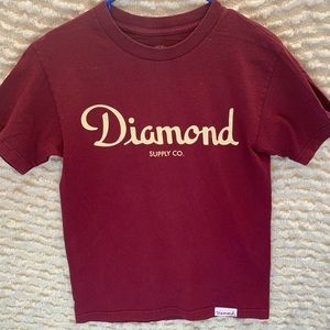 DIAMOND SUPPLY MENS SMALL CREW NECK SHORT SLEEVE T SHIRT RED MAROON DIAMONDS